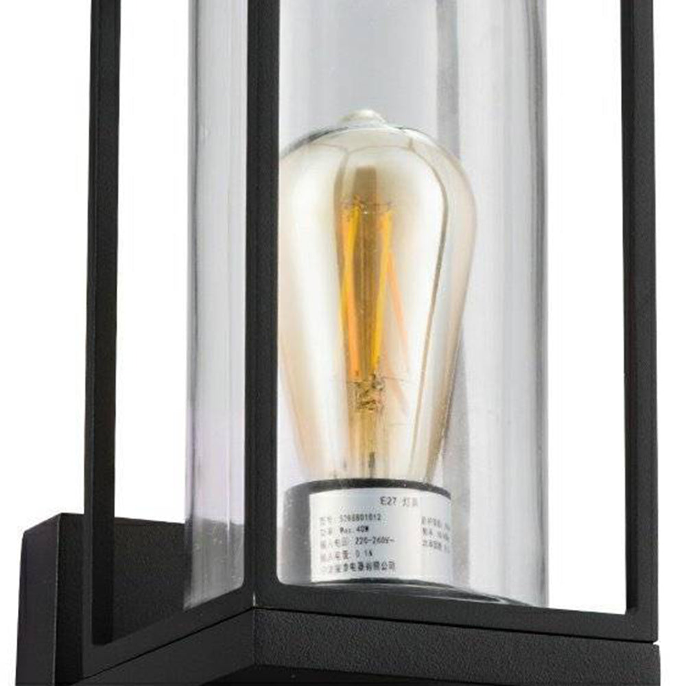 Ray Modern Rectangular Metal Outdoor Wall Lamp, Black - Lamp Copper