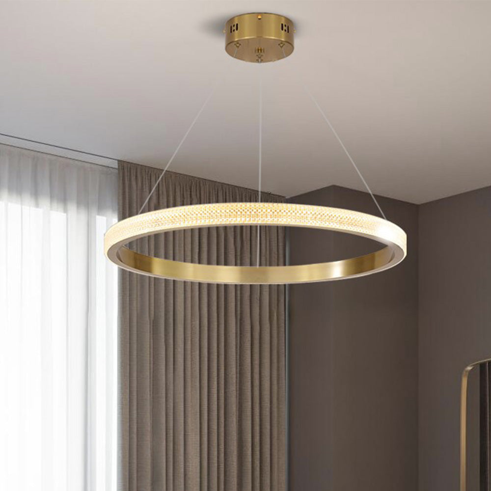 Kristy Modern Ring Metal/Arcylic LED Pendant Light, Black/Gold - Lamp Copper