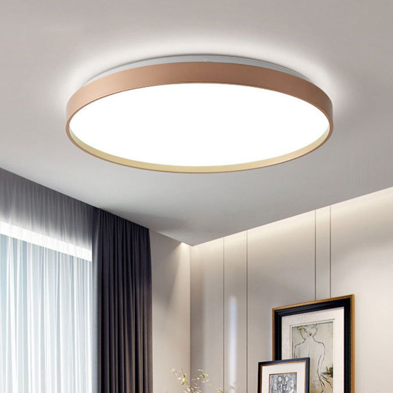 Arisha Minimalist Round Metal/Acrylic Flush Mount Ceiling Light, White/Coffee/Grey/Gold - Lamp Copper
