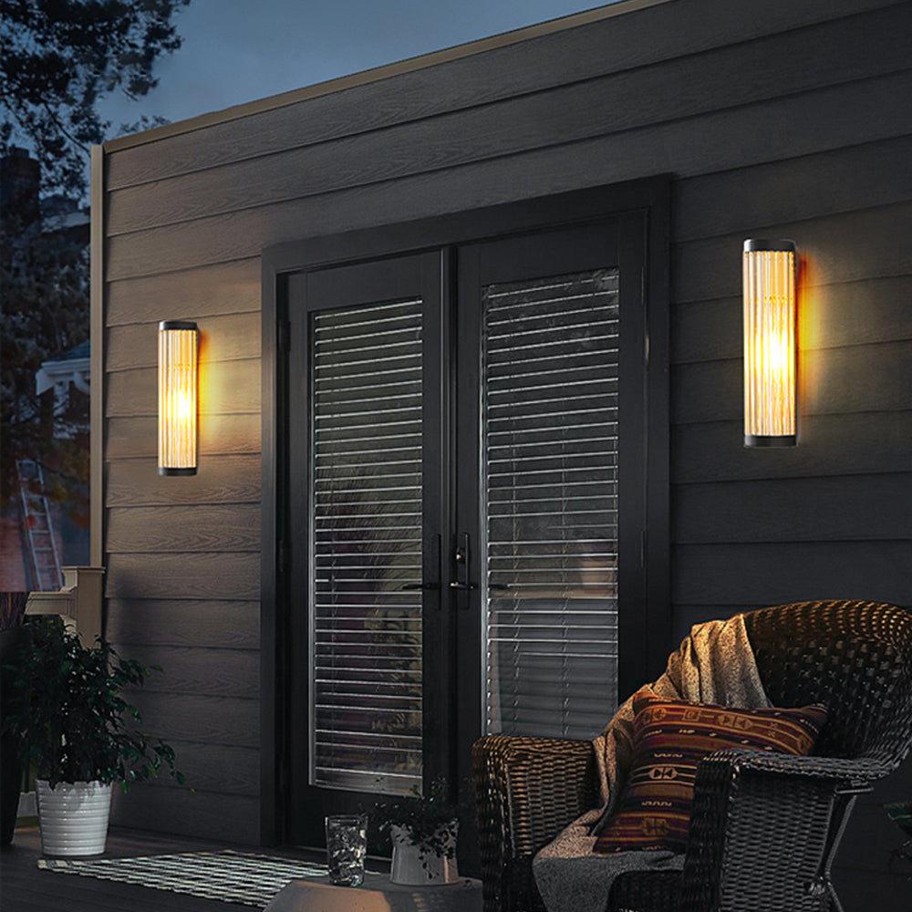Yoru Modern Semi-Cylindrical Metal/Glass Outdoor Wall Lamp, Black - Lamp Copper