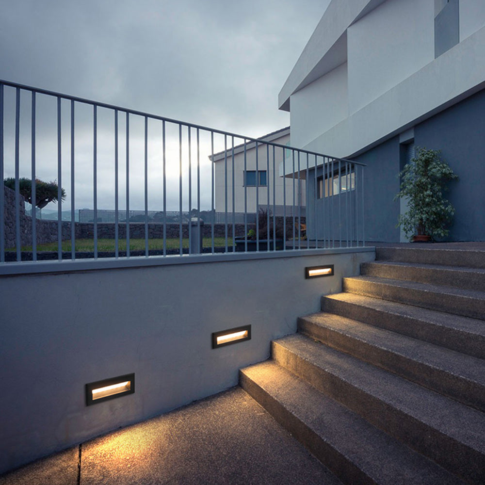 Ray Modern Metal Rectangular Outdoor Deck/Step Light, Black - Lamp Copper