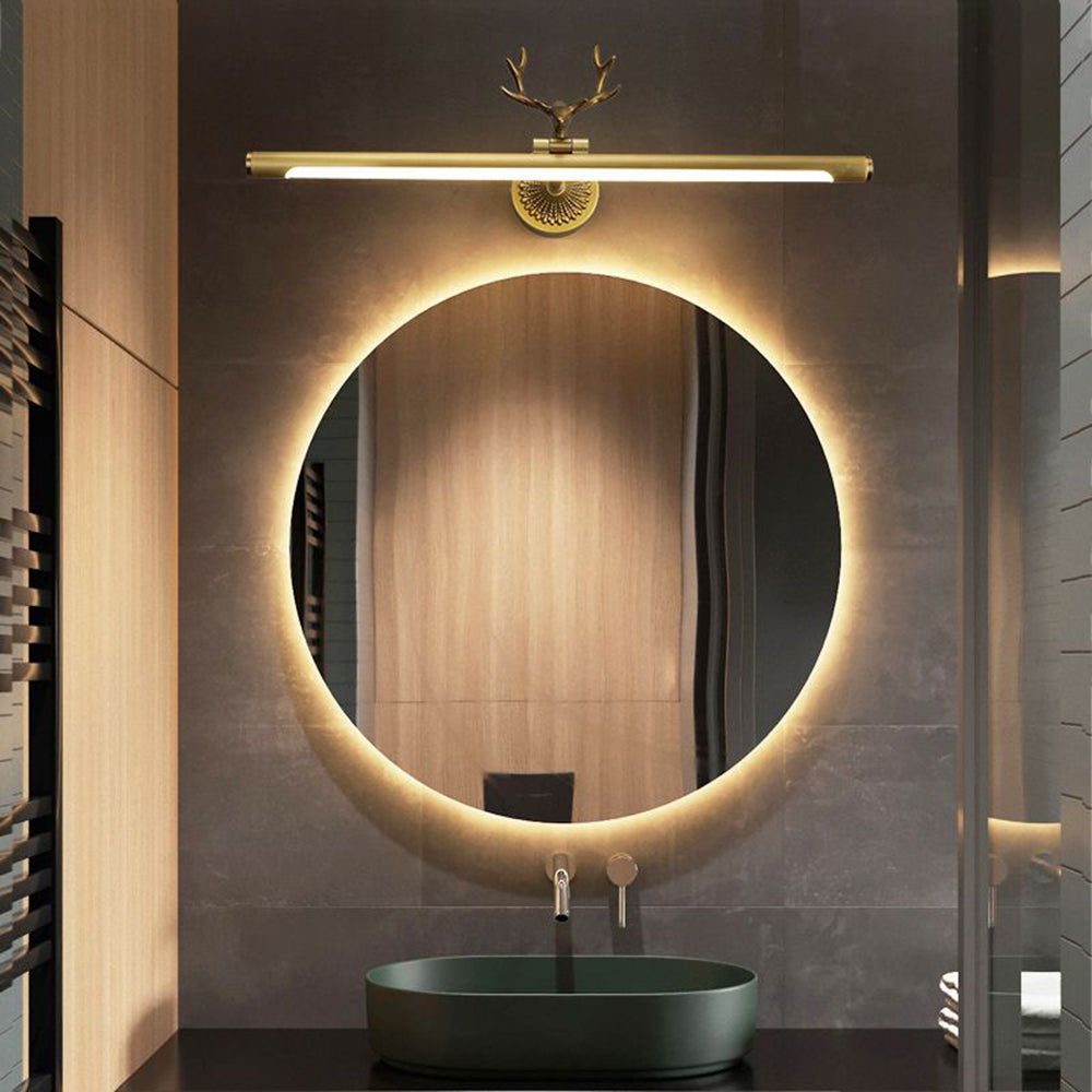 Arisha Modern Staghorn Shaped Vanity Mirror Front Wall Lamp, Black/Brass - Lamp Copper