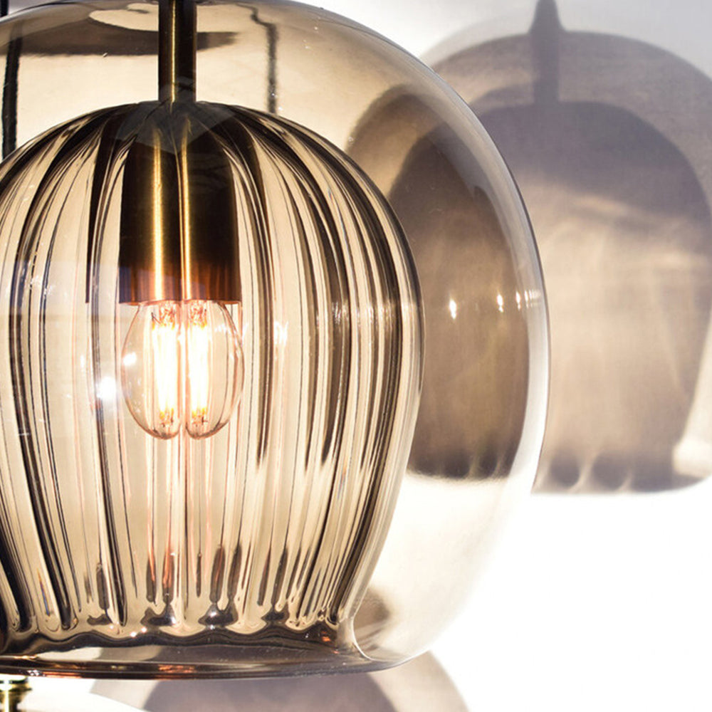 June Glass Globe Pendant Light Clear &Amber - Lamp Copper