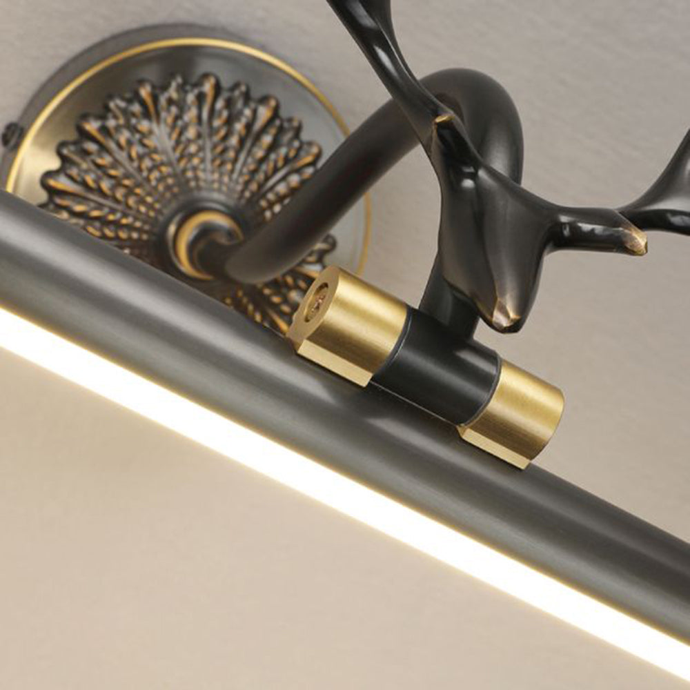 Arisha Modern Staghorn Shaped Vanity Mirror Front Wall Lamp, Black/Brass - Lamp Copper