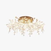 Arisha Art Deco Elegant Golden Crystal Flower Flush Mount Ceiling Light - Lamp Copper
