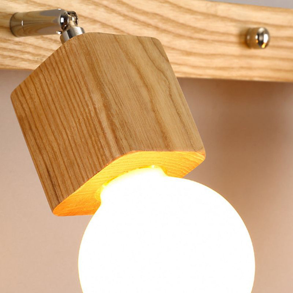 Muto Modern Square Globe Metal/Wood Wall Lamp, Vanity Light - Lamp Copper