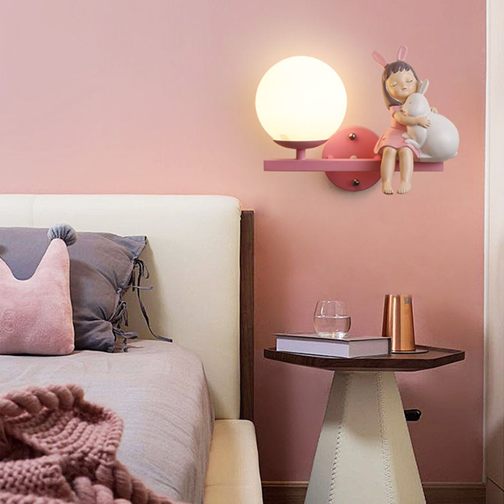 Aria Modern Metal/Glass Wall lamp, White & Pink - Lamp Copper