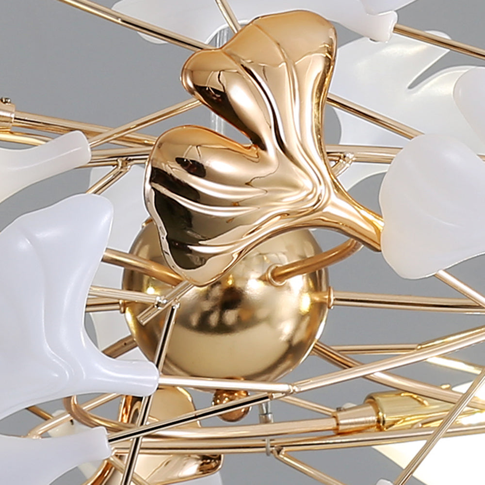 Olivia Ginkgo Leaf Modern Petal Shaped Metal Chandelier, Gold - Lamp Copper