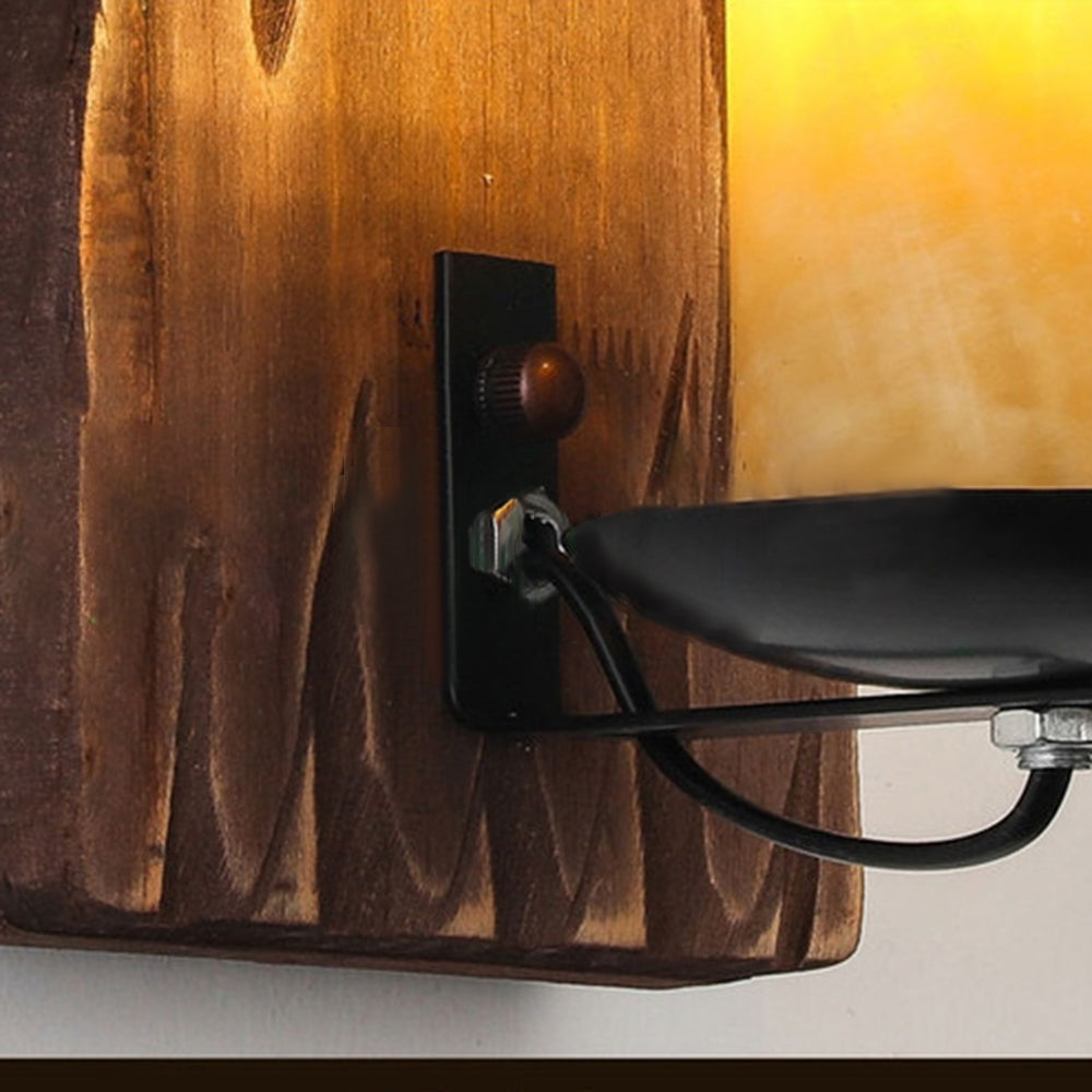 Epoch Wall Lamp Rectangular Vintage, Wood/Metal, Bedroom - Lamp Copper