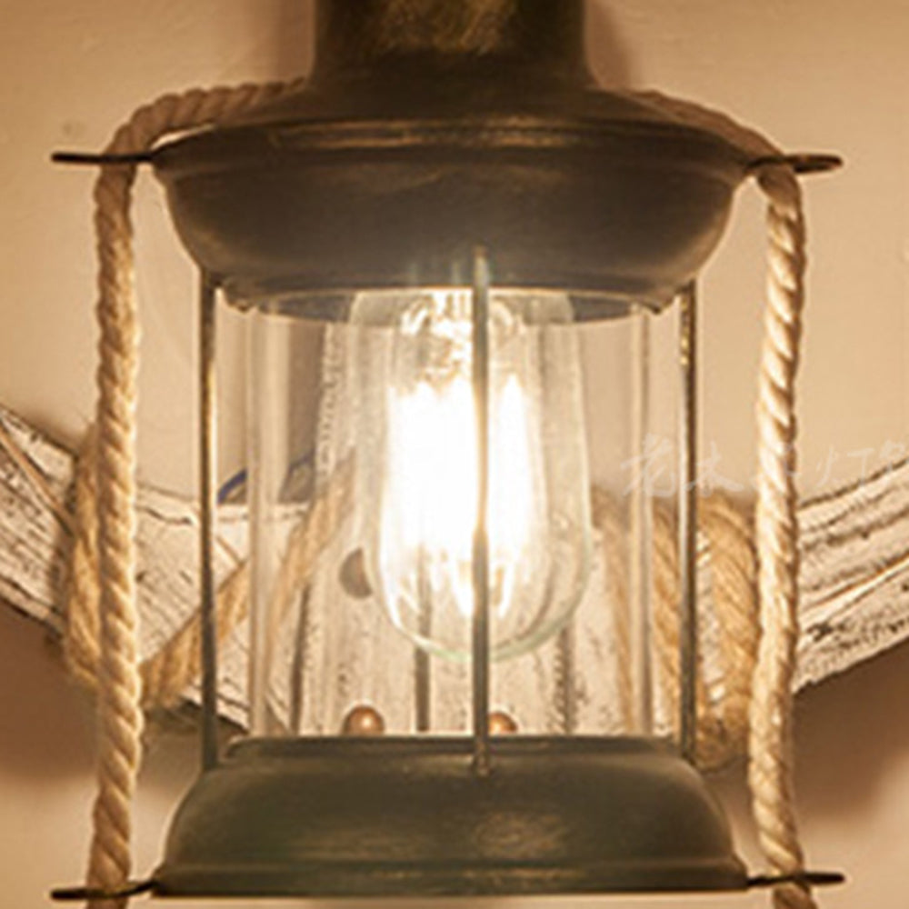 Epoch Anchor Lantern Wall Lamp, Vintage/Antique, Wood, Bedroom - Lamp Copper