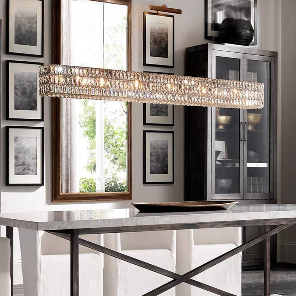 Kristy Rectangular Luxury Crystal Chandelier, 2 Colour - Lamp Copper