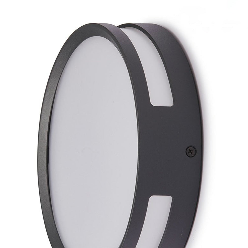 Ray Modern Round Metal/Acrylic Outdoor Waterproof Wall Lamp, Black - Lamp Copper