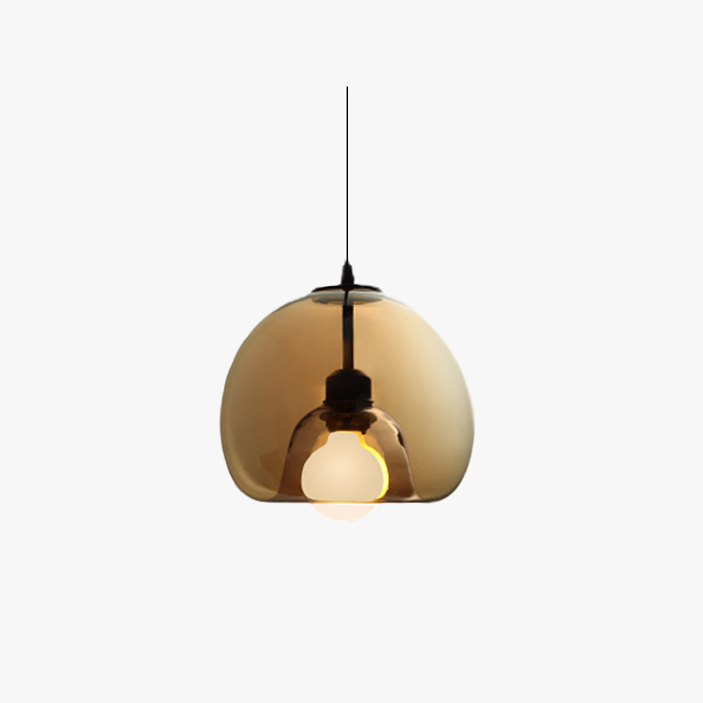 June Globe Glass Pendant Light, Amber/Smoky Grey - Lamp Copper