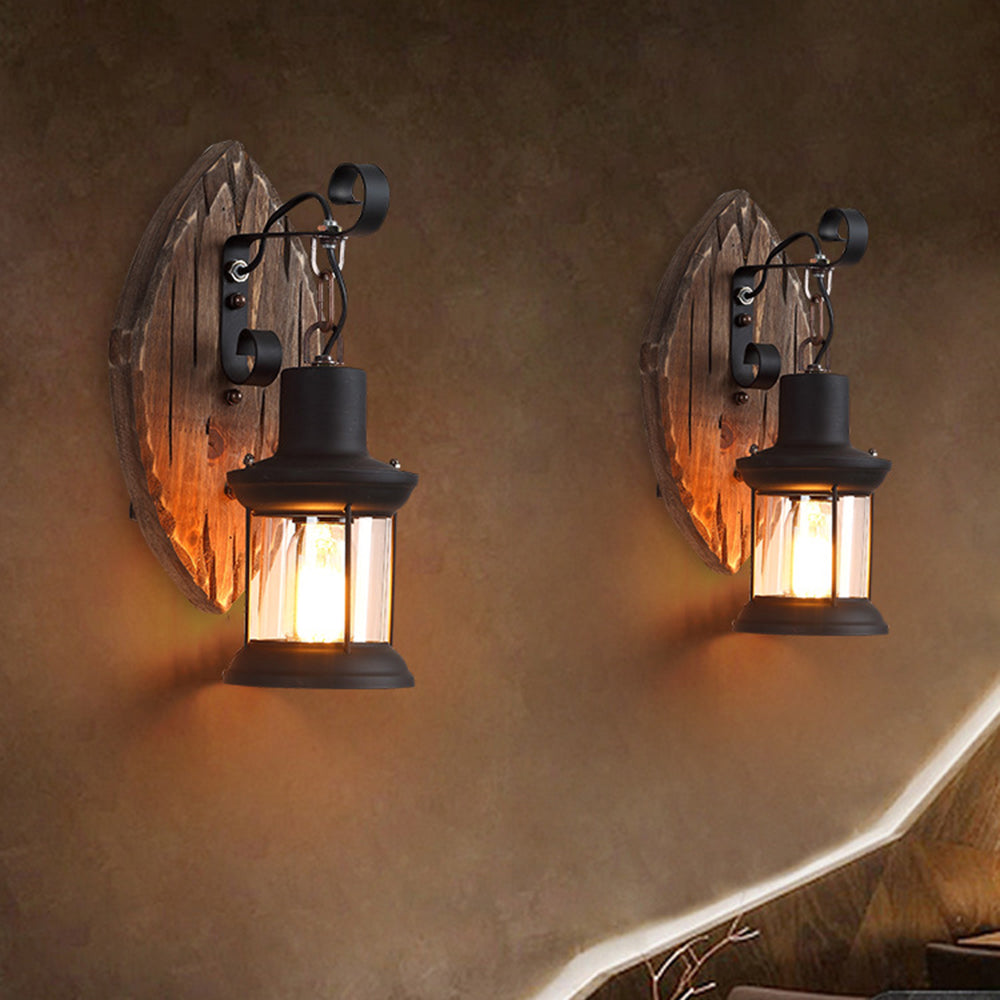 Epoch Wall Lamp Leaf Shape Vintage, Wood/Metal, Bedroom - Lamp Copper