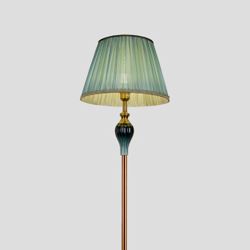 Eryn Antique Floor Lamp, Multi Colors, Metal/Fabric, Bedroom - Lamp Copper