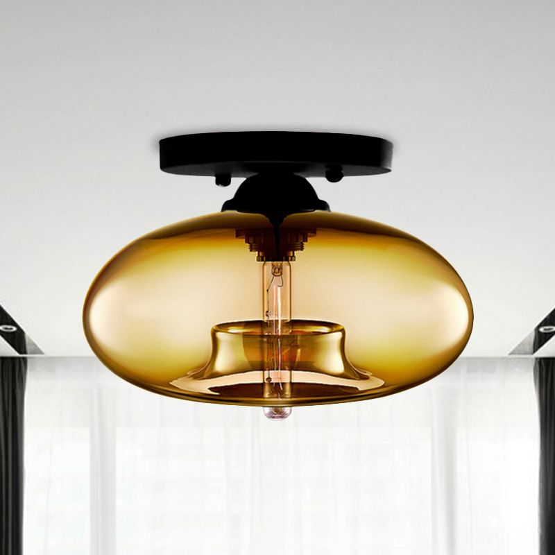 Valentina Industrial Art Deco Globe Flush Mount Ceiling Light Living Room - Lamp Copper