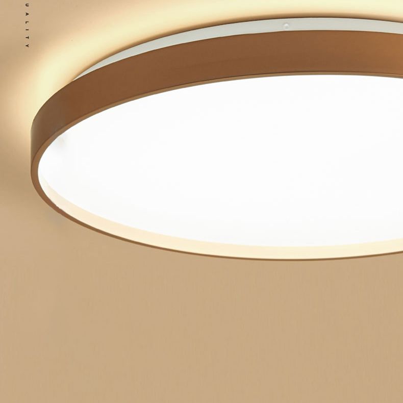 Arisha Minimalist Round Metal/Acrylic Flush Mount Ceiling Light, White/Coffee/Grey/Gold - Lamp Copper