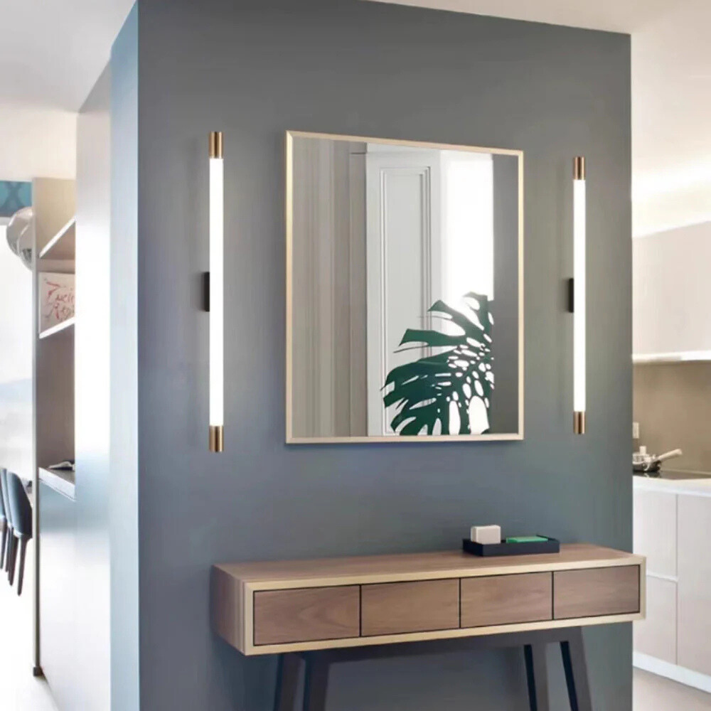 Arisha Modern Gold Mirror Front Vanity Wall Lamp, Metal/Acrylic - Lamp Copper