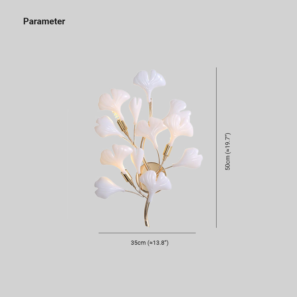 Olivia Decorative Flower in Golden White Ceramic Wall Lamp - Lamp Copper