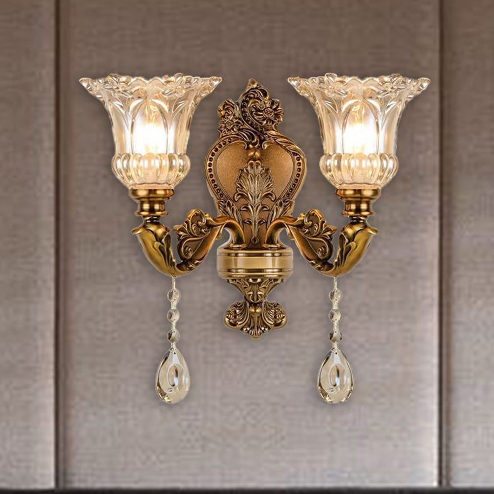 Ramiq Vintage Flor Metal/Glass Wall lamp, Gold - Lamp Copper