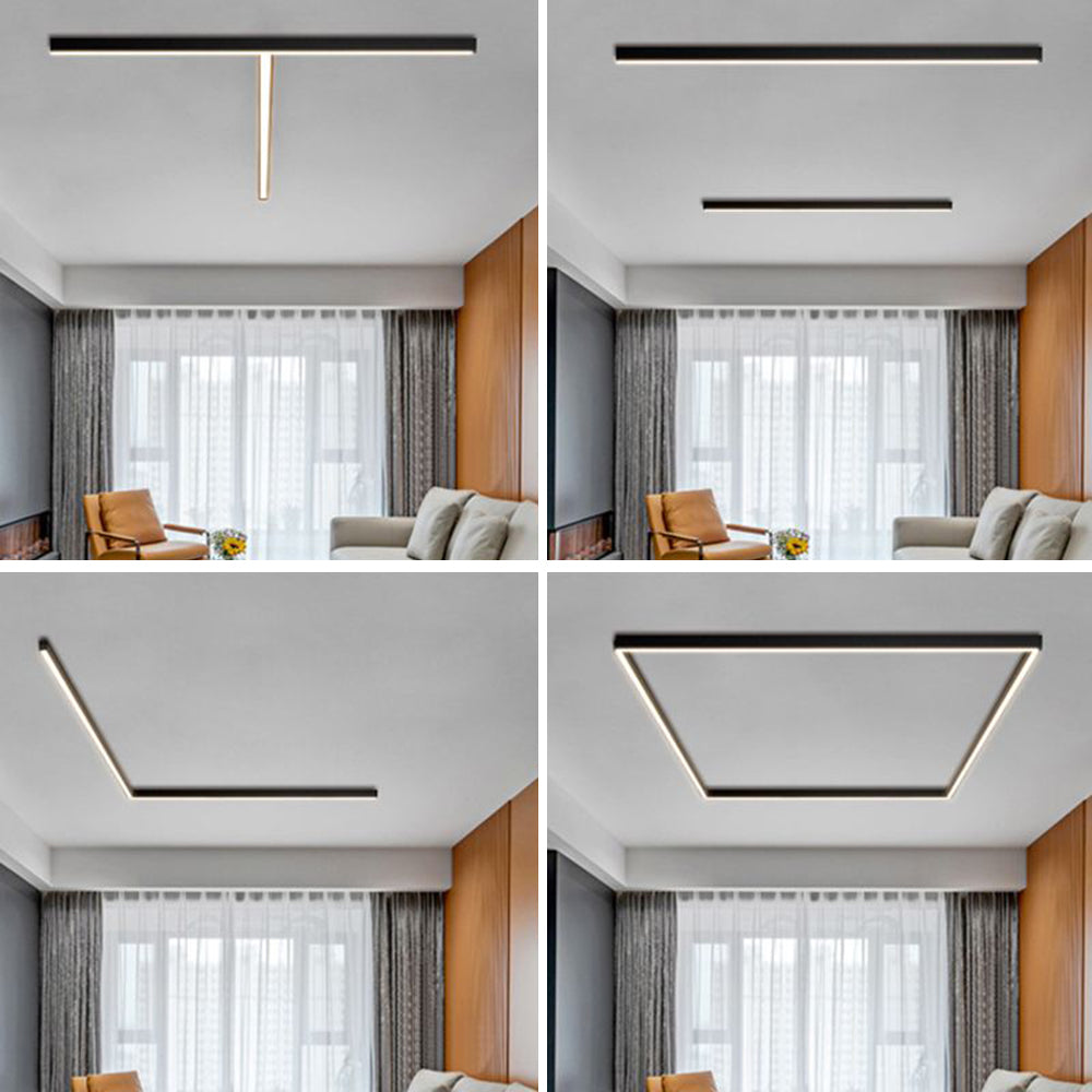 Solin Linear Black Ceiling Light/Wall Light - Lamp Copper