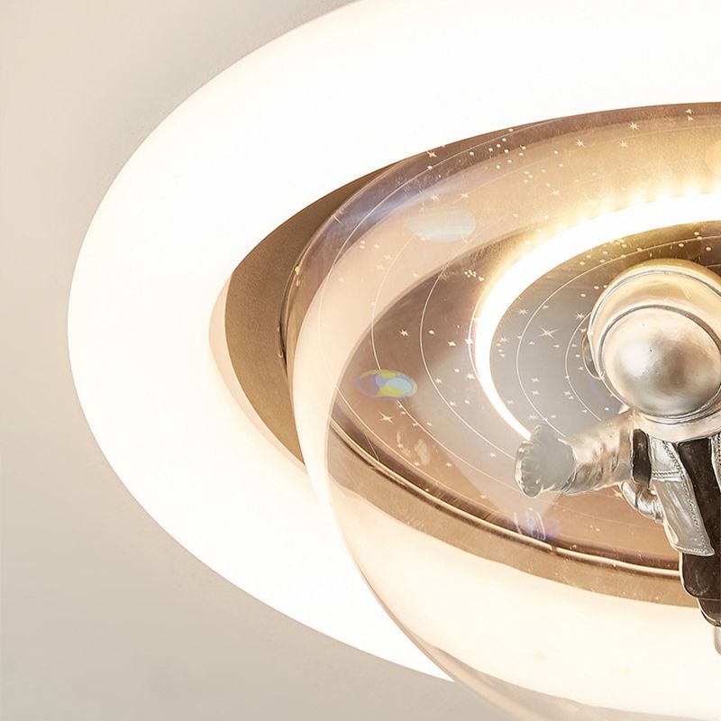 Aria Cosmic Astronaut & Galaxy Motif Flush Mount Ceiling Light - Lamp Copper