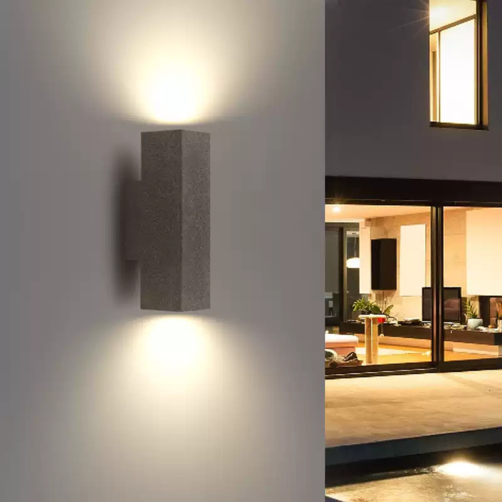 Ray Minimalist Cement Square Outdoor Wall Lamp, White - Lamp Copper