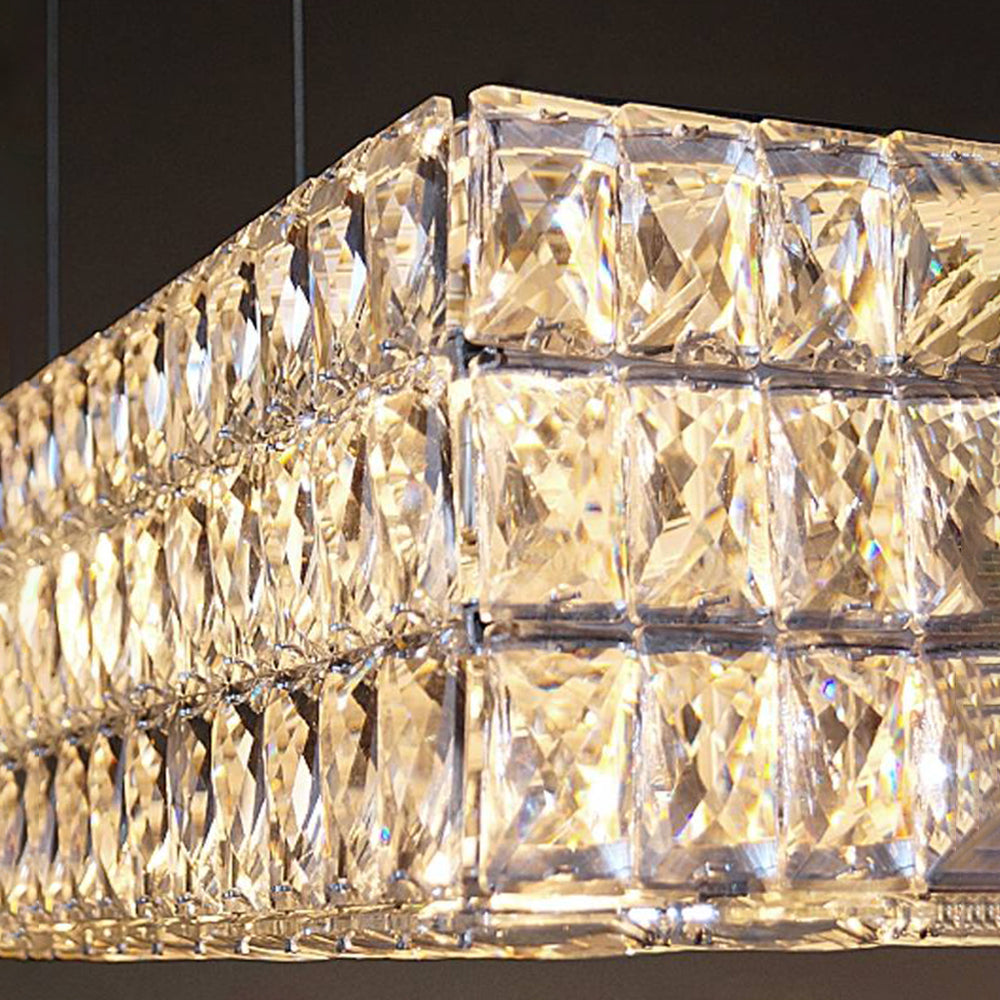 Kristy Rectangular Luxury Crystal Chandelier, 2 Colour - Lamp Copper