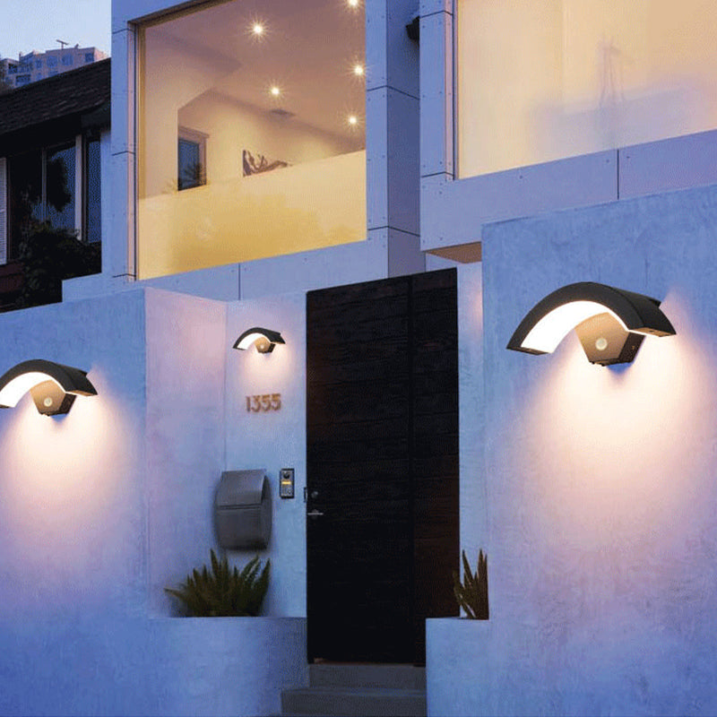 Elvon Nordic Arc Waterproof LED Outdoor Wall Lamp, Black - Lamp Copper