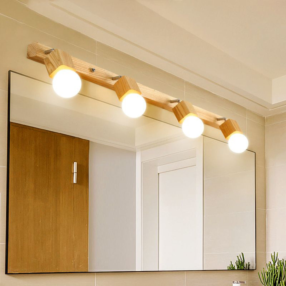 Muto Modern Square Globe Metal/Wood Wall Lamp, Vanity Light - Lamp Copper