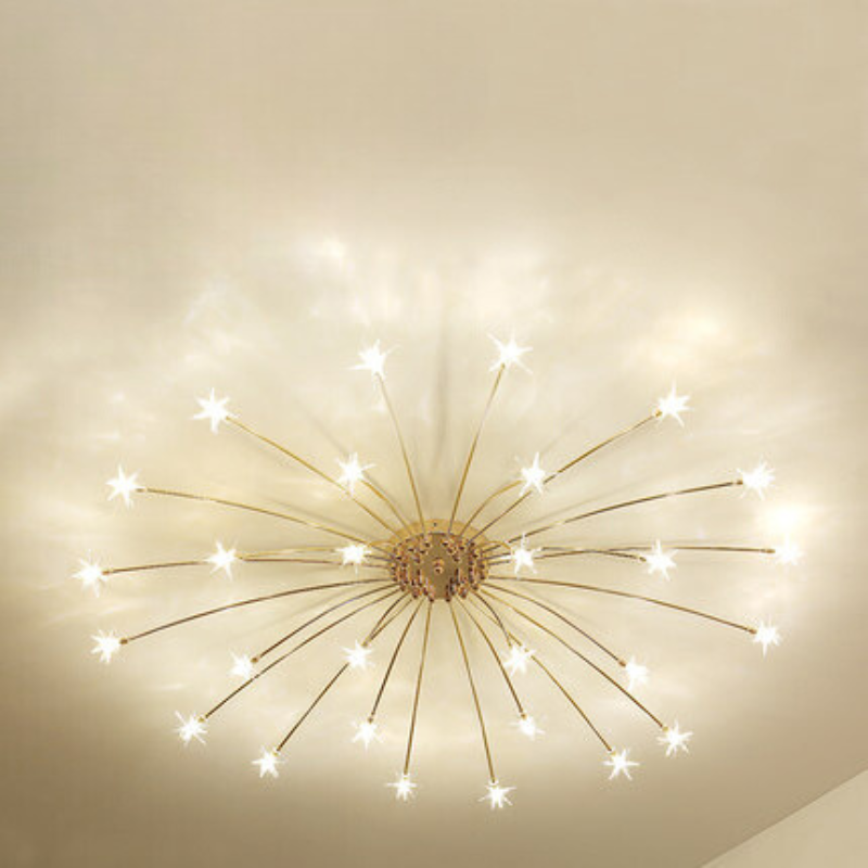 Arisha Art Deco Starry Flush Mount Ceiling Light - Lamp Copper
