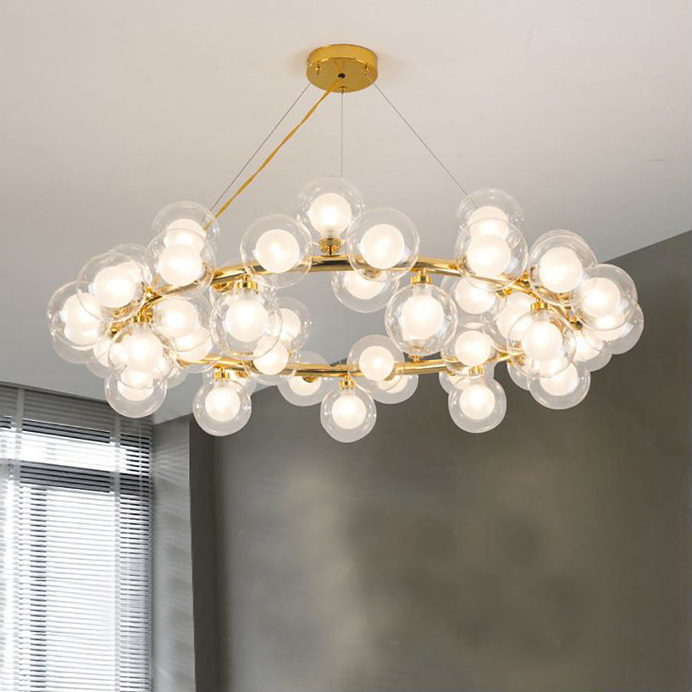 Valentina Modern Gold Bubble Pendant Light, Metal & Glass - Lamp Copper