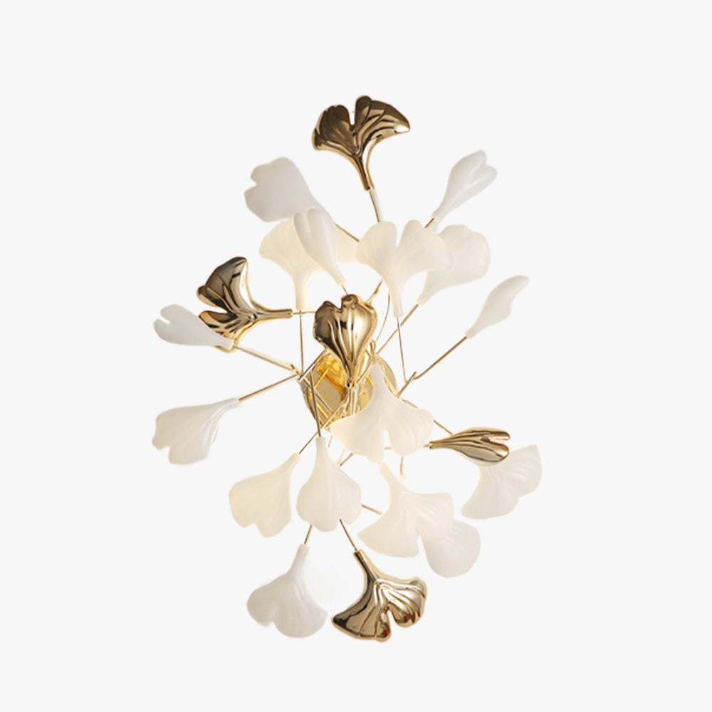 Olivia Decorative Flower in Golden White Ceramic Wall Lamp - Lamp Copper
