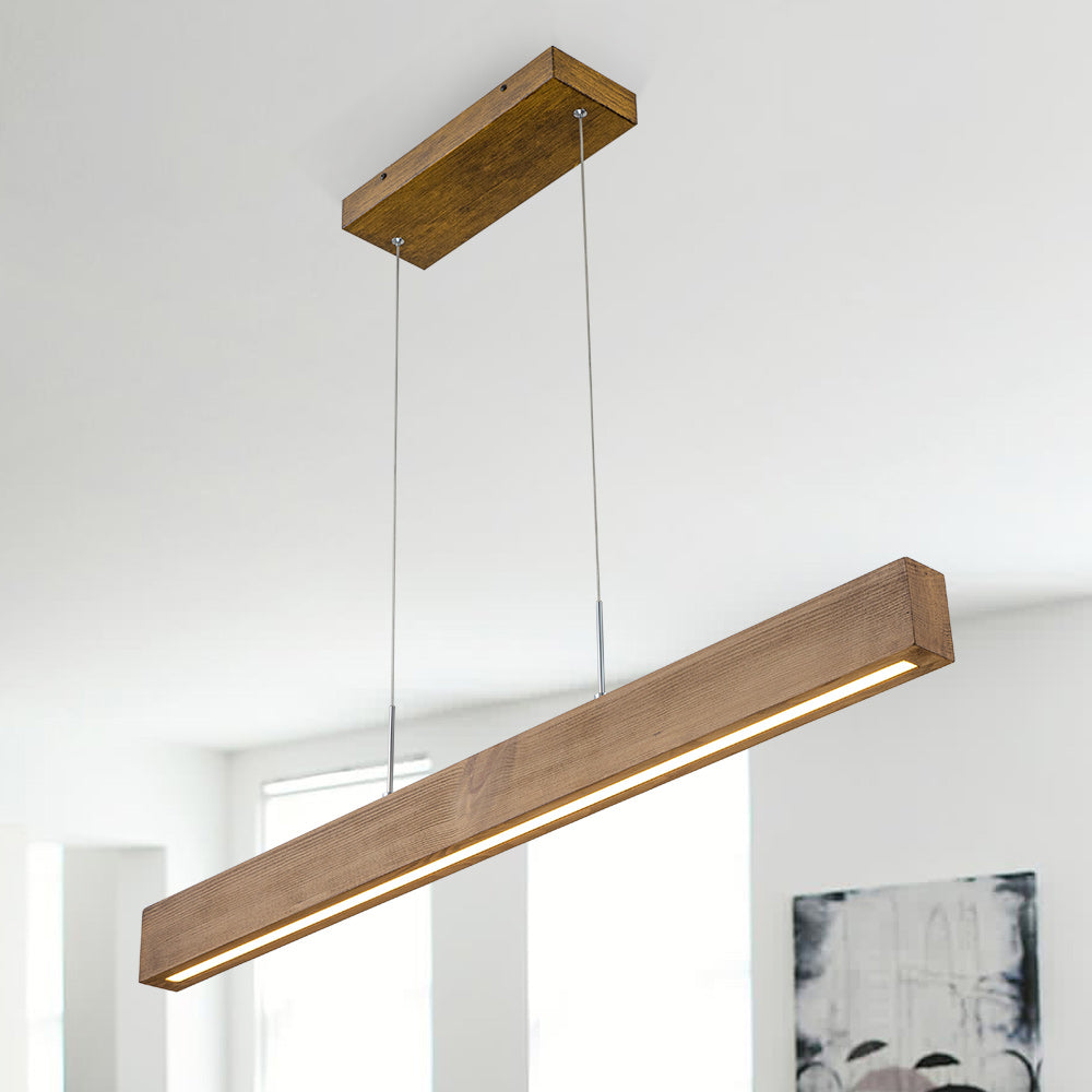 Zefyr Modern Minimalist LED Linear Wood Chandelier - Lamp Copper