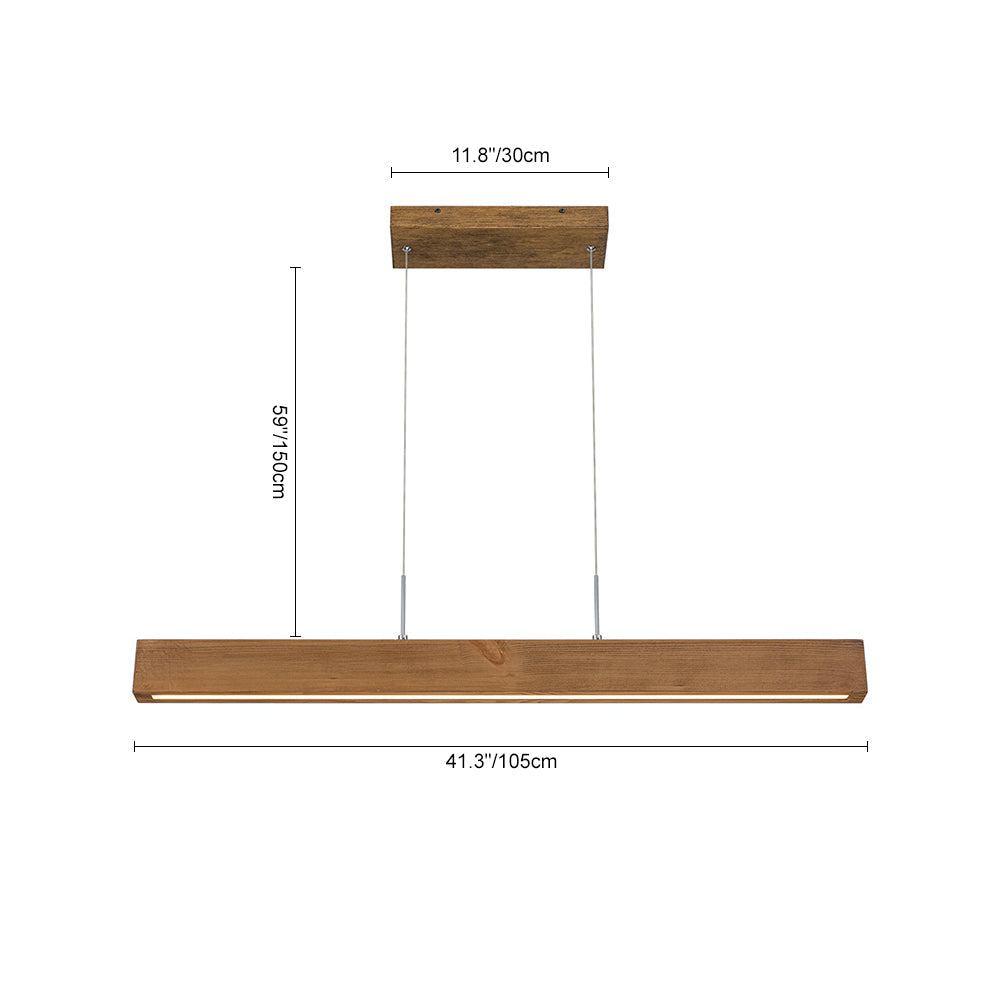 Zefyr Modern Minimalist LED Linear Wood Chandelier - Lamp Copper