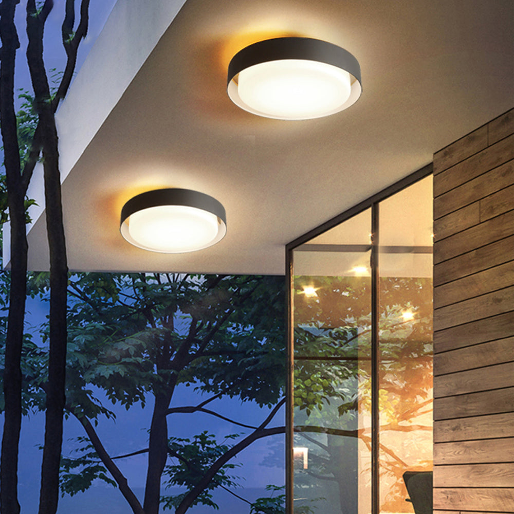 Ray Modern Round Flush Mount Ceiling Light, Metal/Acrylic, White/Black - Lamp Copper