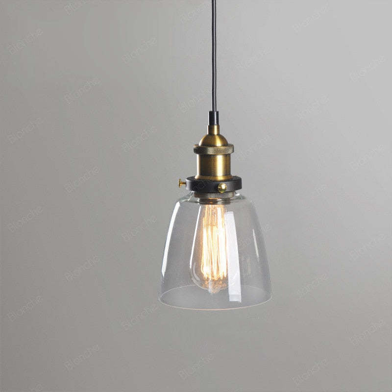 June Industrial Glass Pendant Light Clear/Amber/Smoke Grey - Lamp Copper