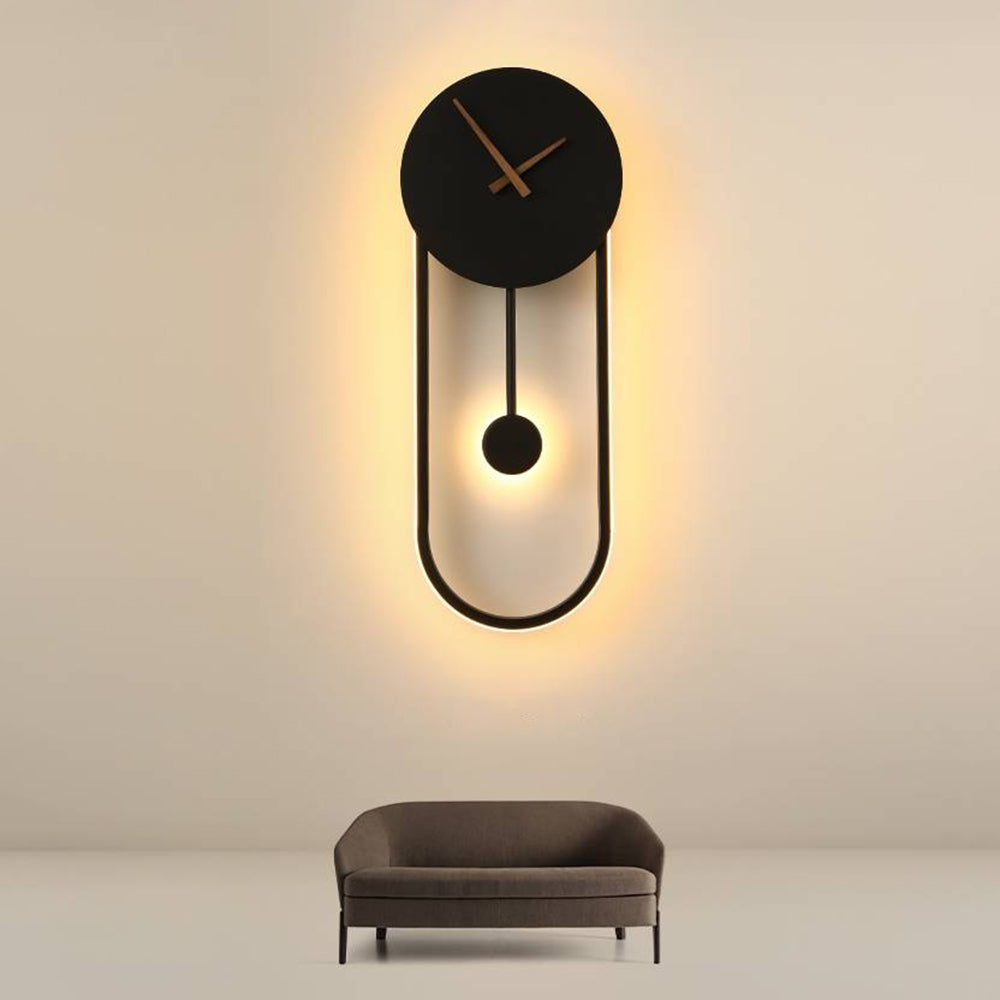 Arisha Nordic Clock Wall Lamp, Gold & Black - Lamp Copper