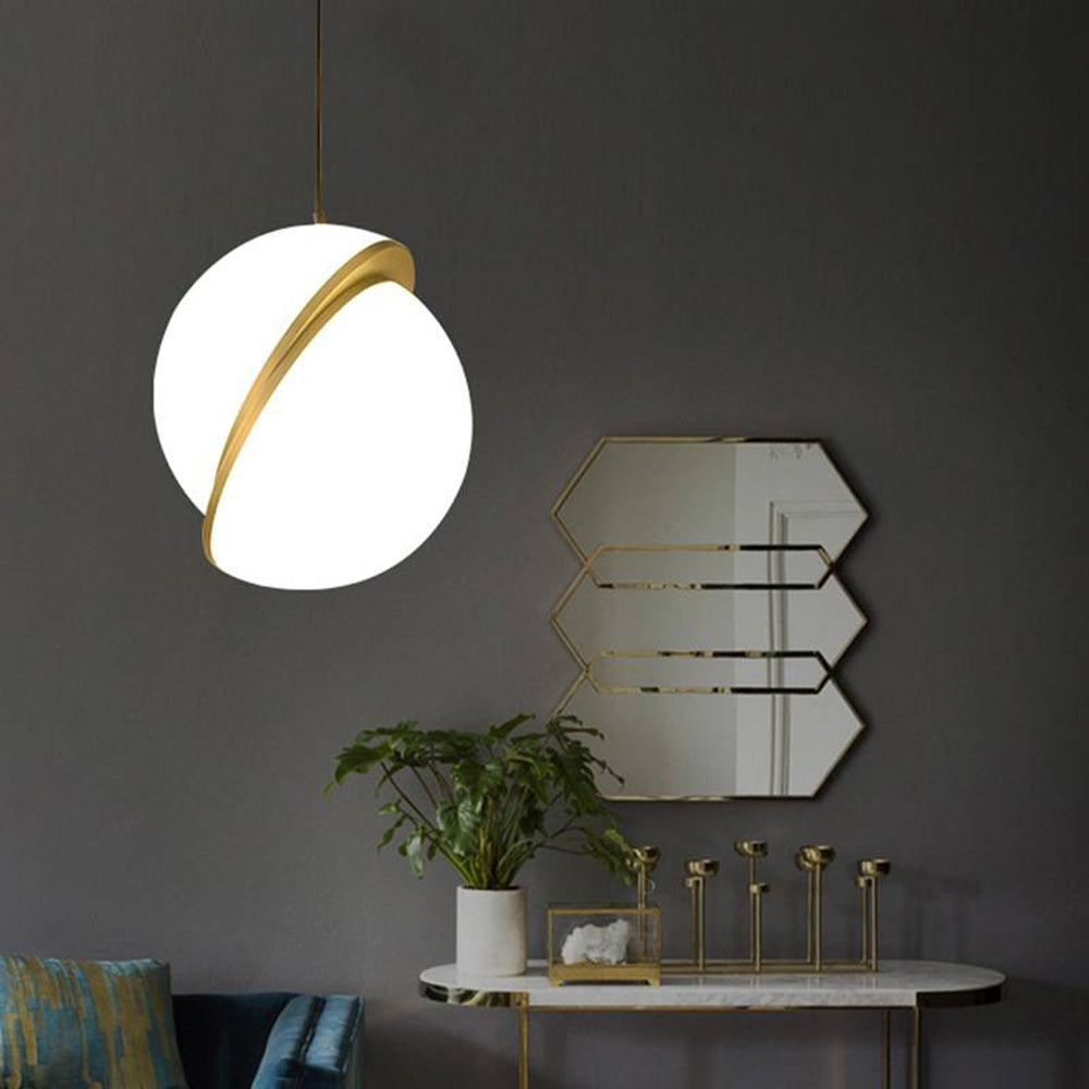 Valentina Simple Pendant Light, Gold & White - Lamp Copper
