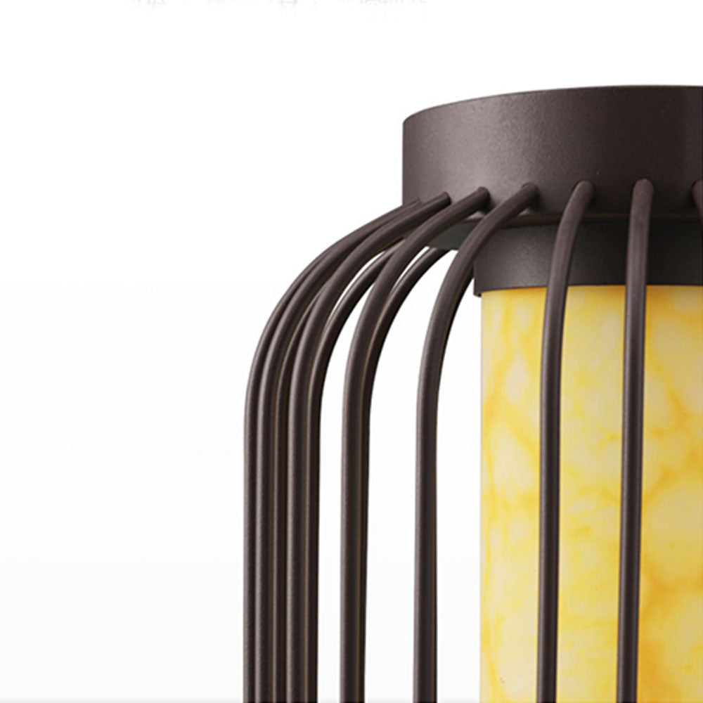 Ray Lantern Solar/Rechargeable Outdoor Floor Lamp, Brown - Lamp Copper