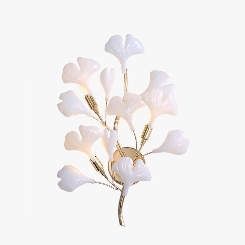 Olivia Decorative Flower in Golden White Ceramic Wall Lamp - Lamp Copper