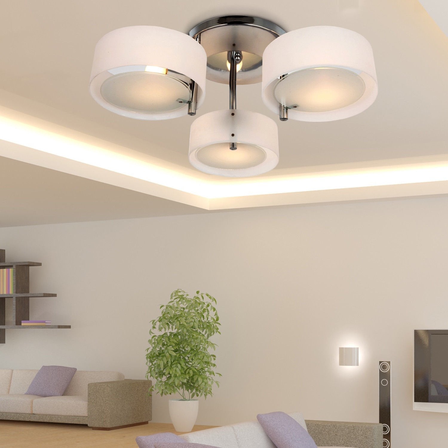Arisha Flush Mount Ceiling Light Glass White Modern Round Hallway - Lamp Copper