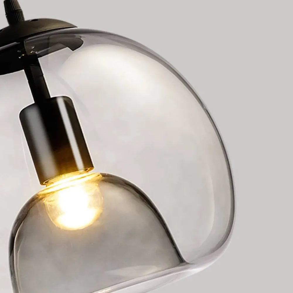 June Globe Glass Pendant Light, Amber/Smoky Grey - Lamp Copper