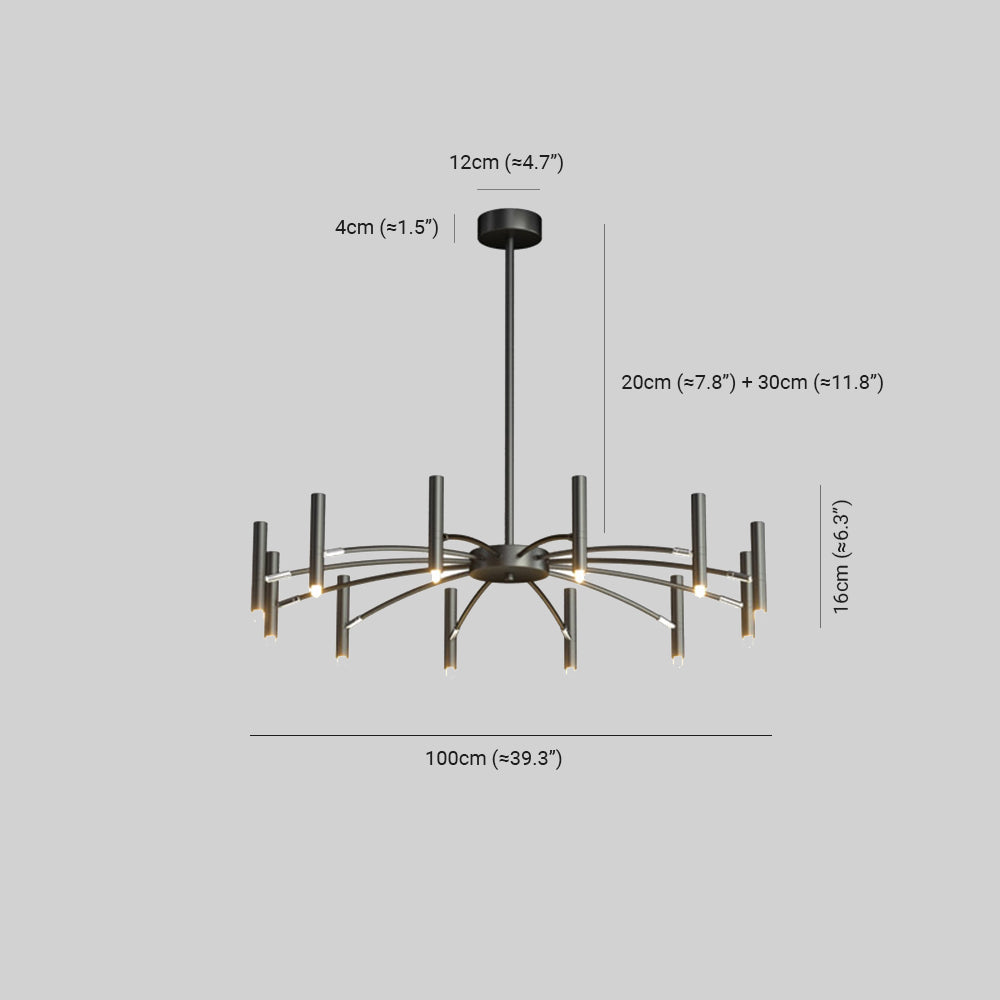 Arisha Modern Blown Linear Metal Multi-heads Chandelier - Lamp Copper