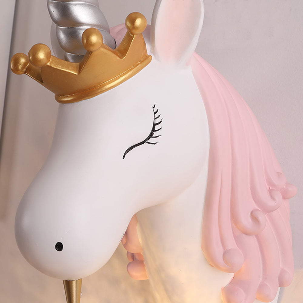 Arisha Modern Unicorn/Strawberry Art Wall Lamp, Pink/Blue - Lamp Copper
