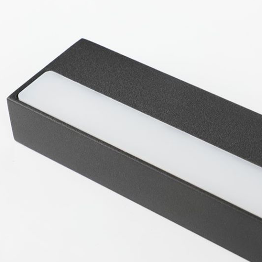 Arisha Modern Rectangular Linear Mirror Front Wall Lamp, Black - Lamp Copper