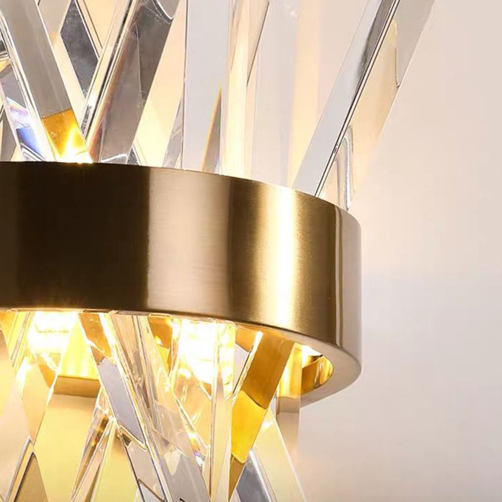 Kristy Decorative Geometric Crystal/Metal Wall Lamp, Gold - Lamp Copper