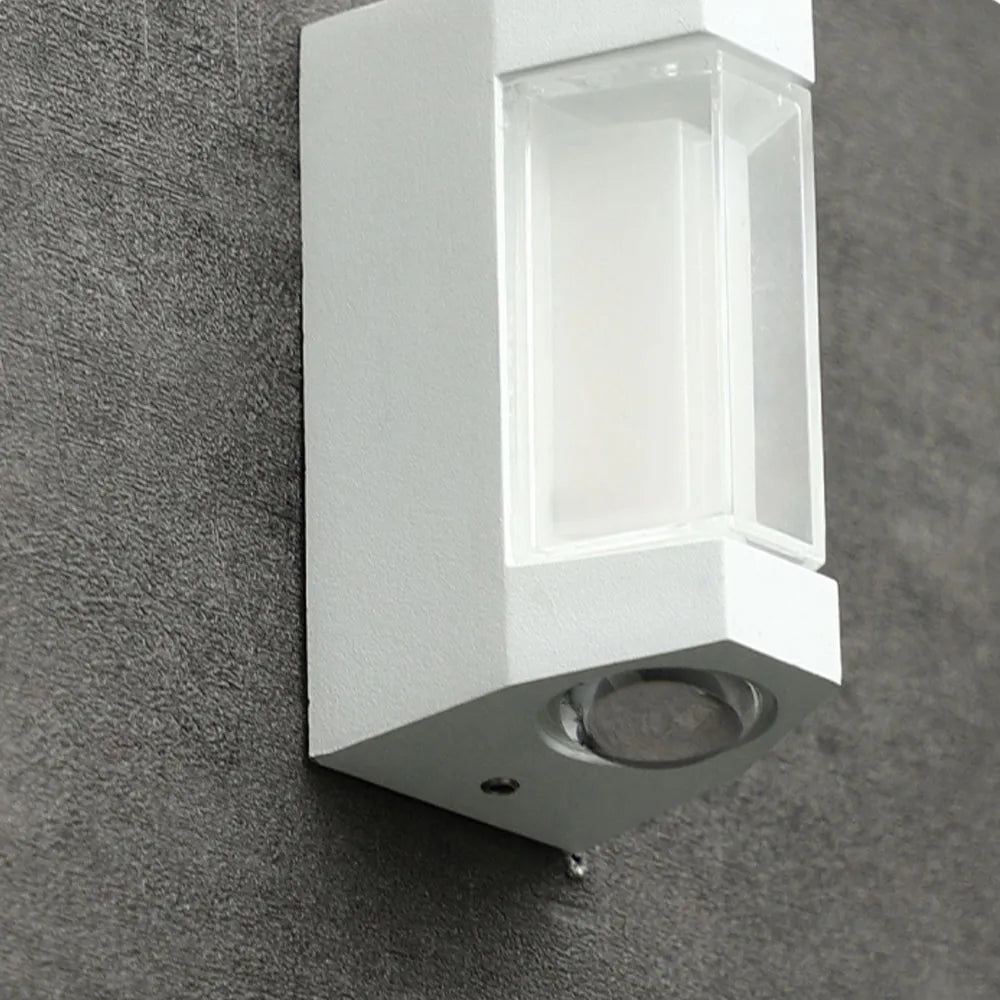 Marve Nordic Up Down Acrylic Outdoor Wall Lamp, White/Black - Lamp Copper