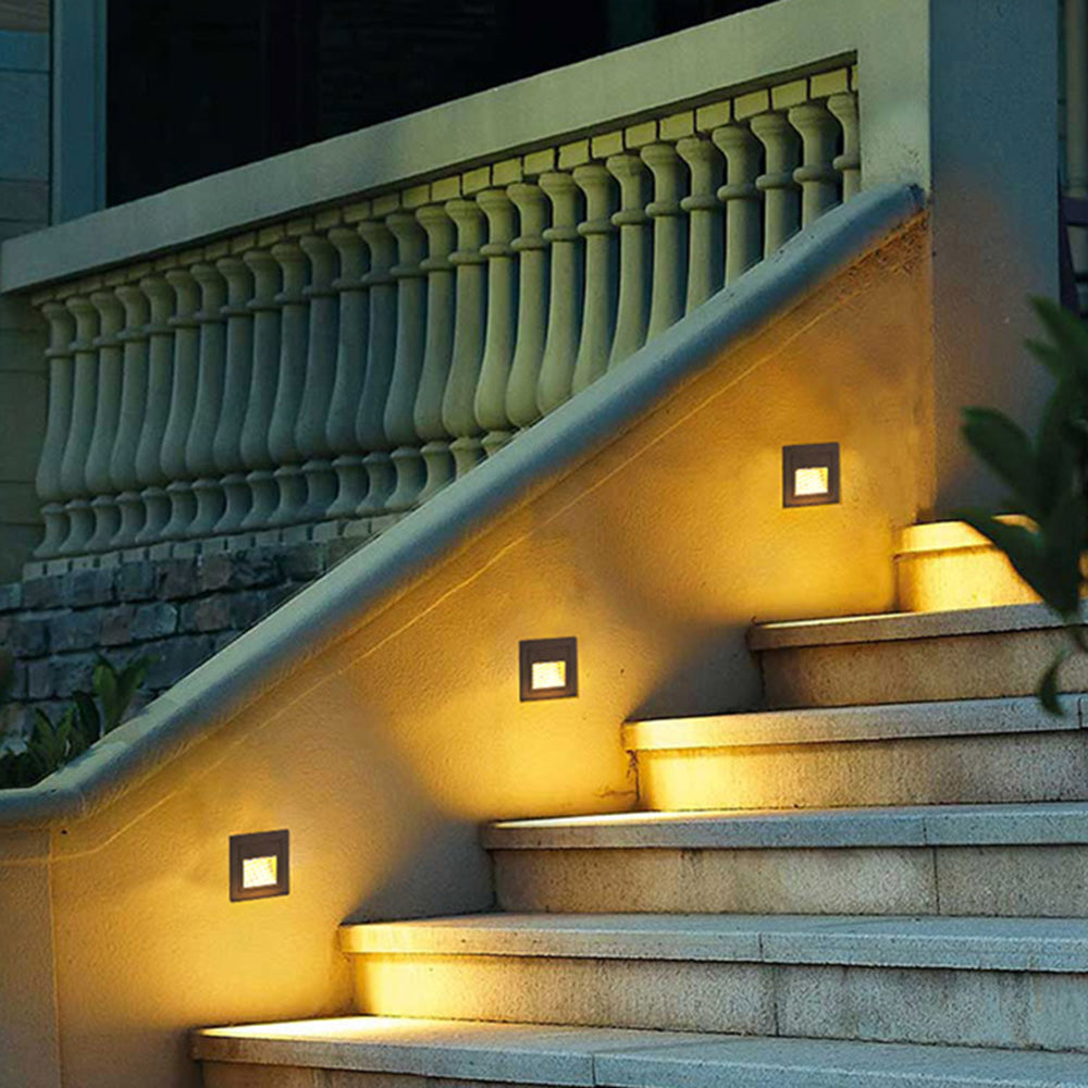 Ray Modern Metal Square Outdoor Deck/Step Light, Black - Lamp Copper