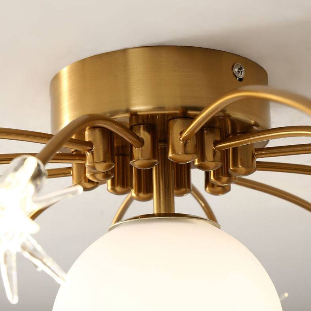 Aria Modern Planet Flush Mount Ceiling Light, Living Room - Lamp Copper